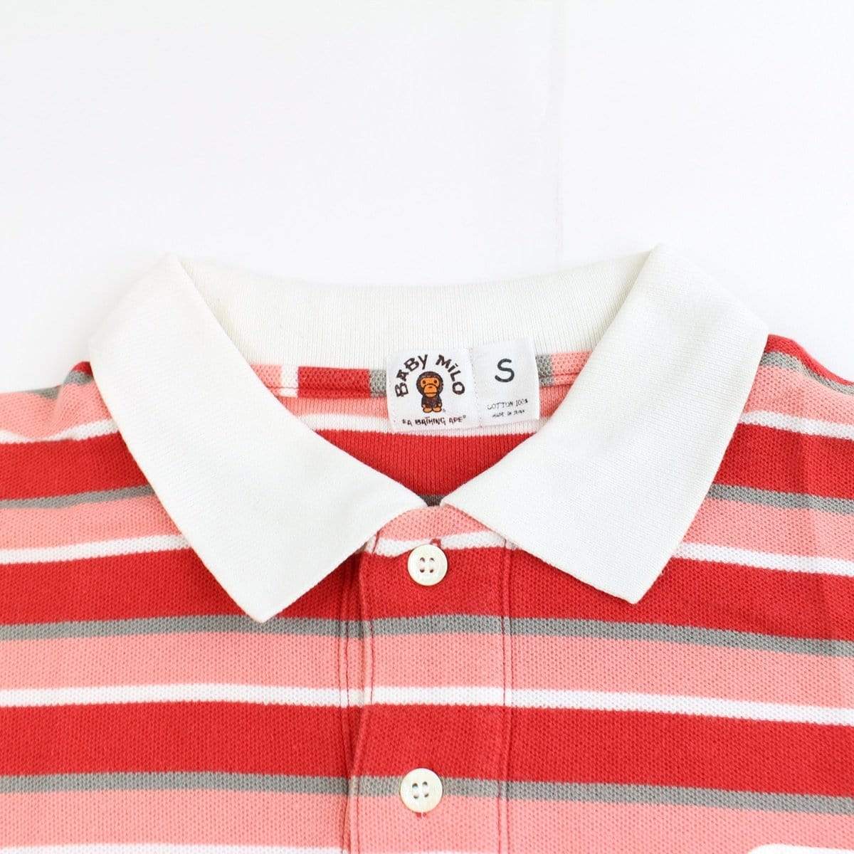 bape pink red stripe milo polo - SaruGeneral