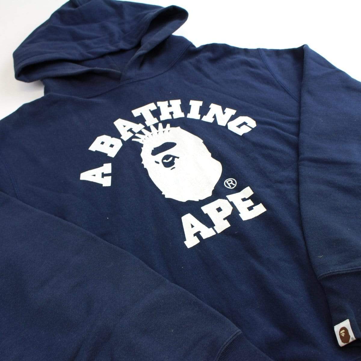 bape white nyc college logo hoodie Navy - SaruGeneral
