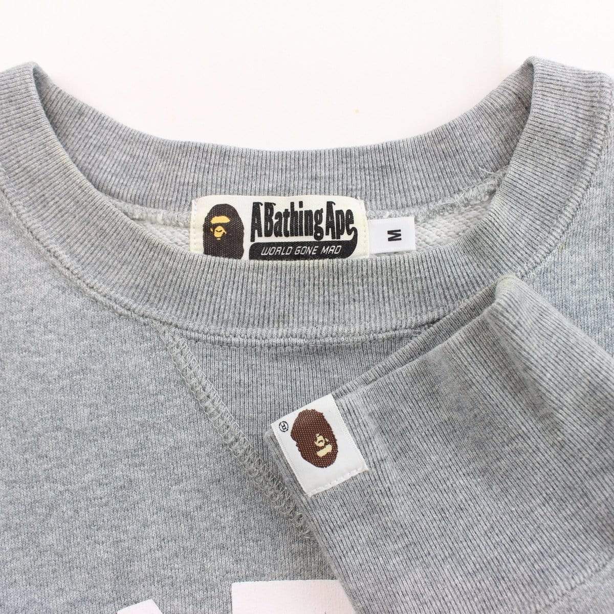 bape white college logo crewneck grey - SaruGeneral