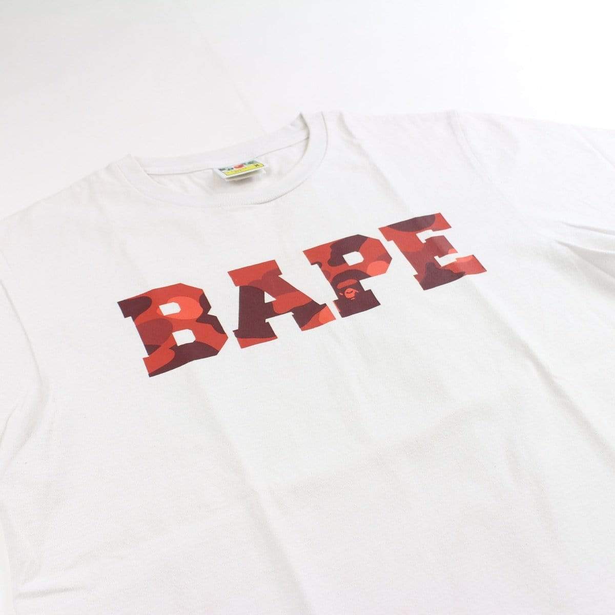 bape red camo text tee white - SaruGeneral