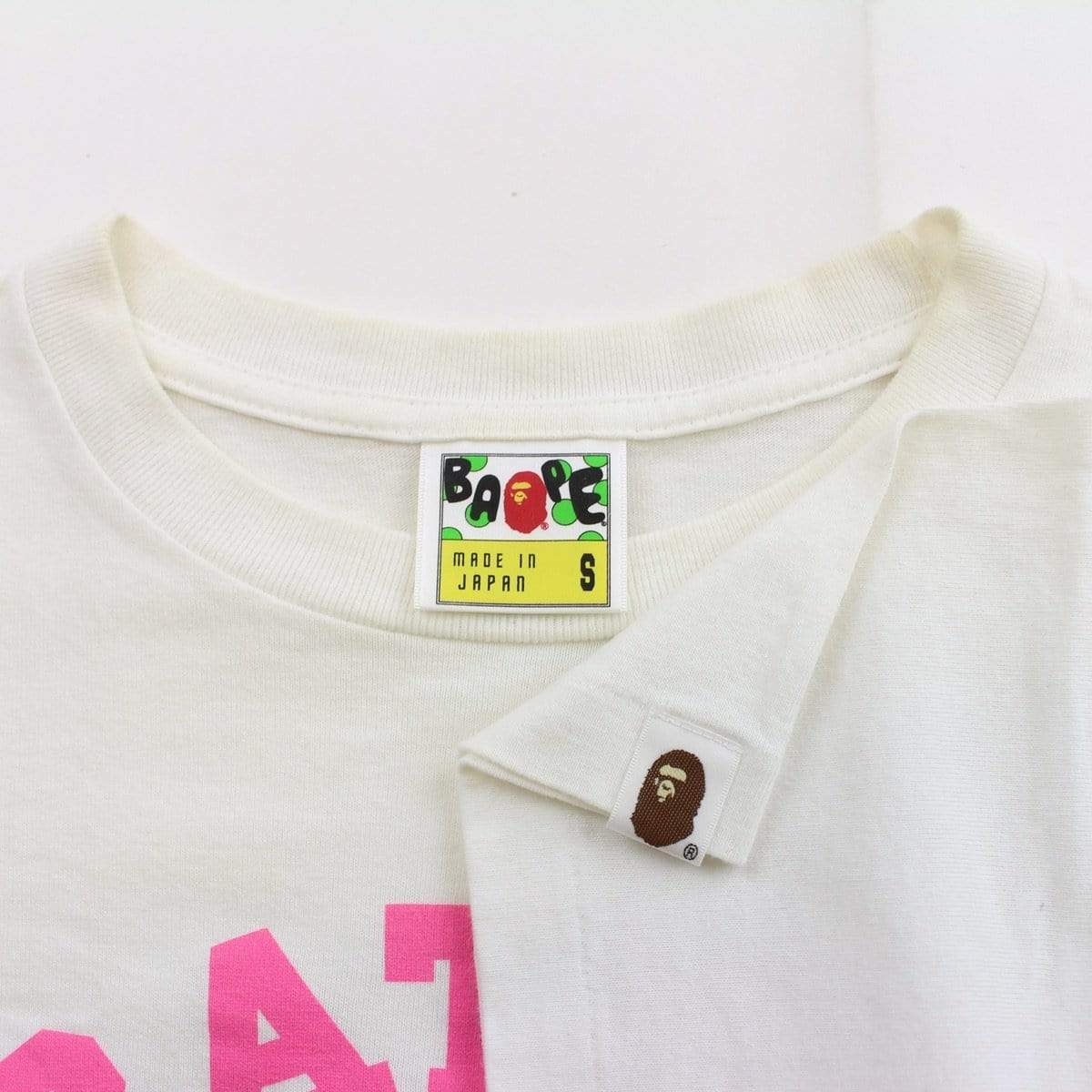 bape pink college logo tee white - SaruGeneral