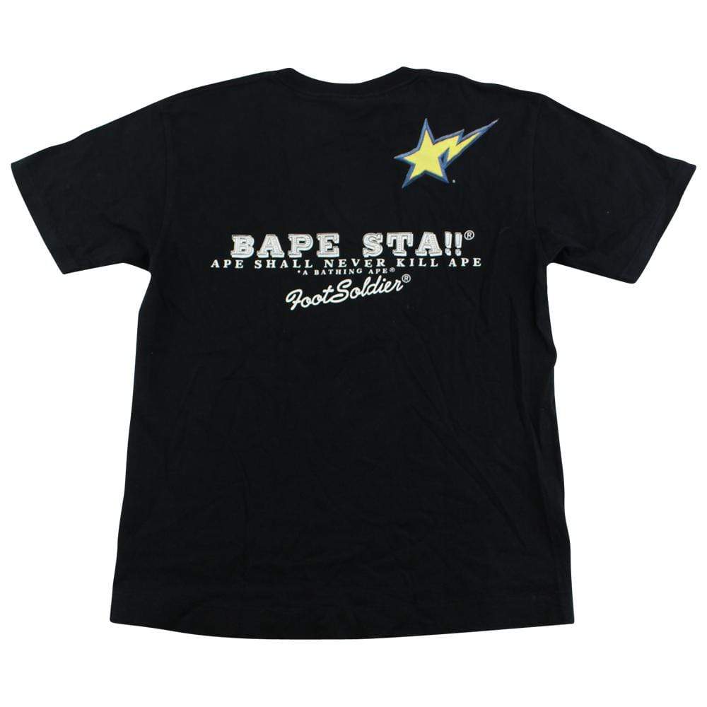 Bape Blue Bapesta College Logo Tee Black - SaruGeneral