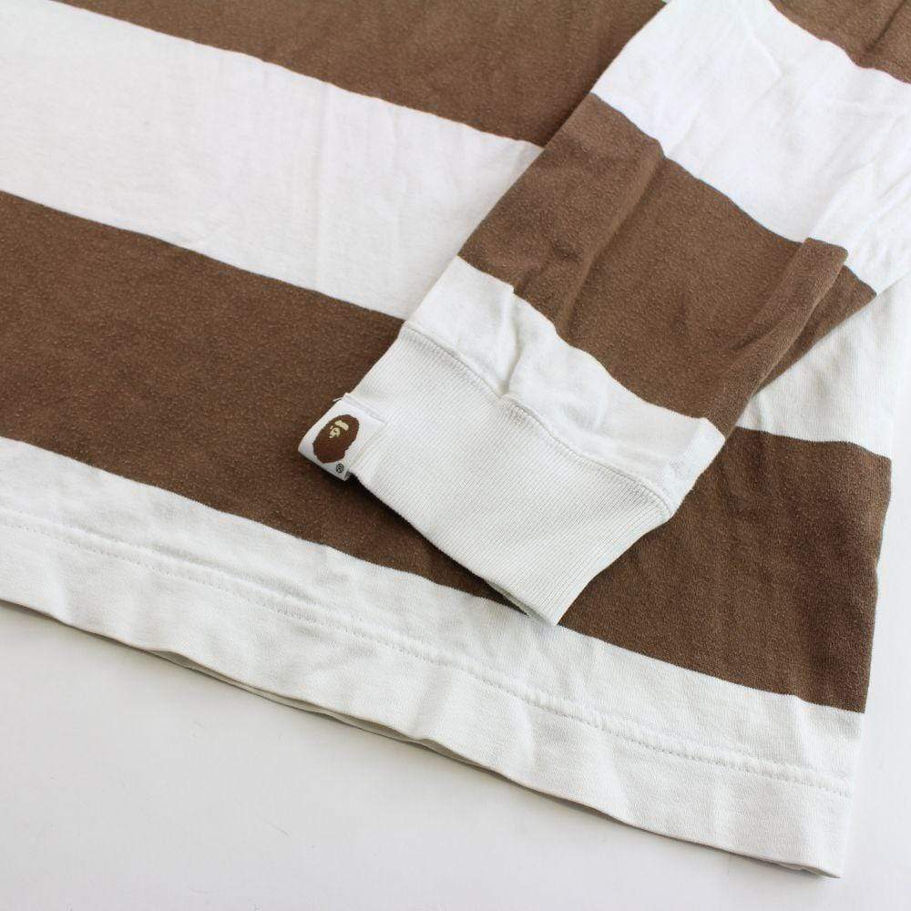 Bape Crown Ape Logo LS Stripe Brown White - SaruGeneral