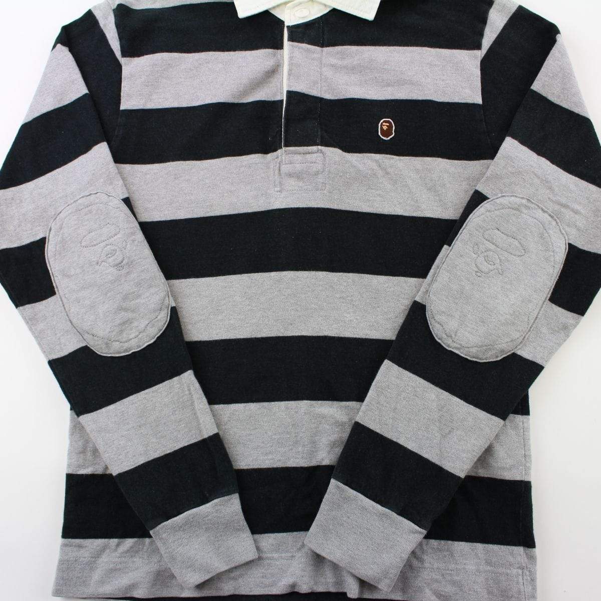 Bape Point Head Stripe Rugby Shirt Grey - SaruGeneral