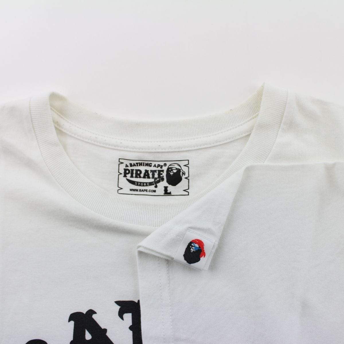 Bape Pirate Store Logo LS White - SaruGeneral