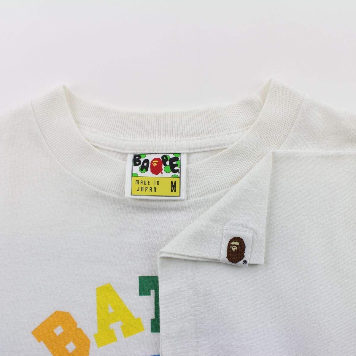 Bape Rainbow College Logo Tee White - SaruGeneral