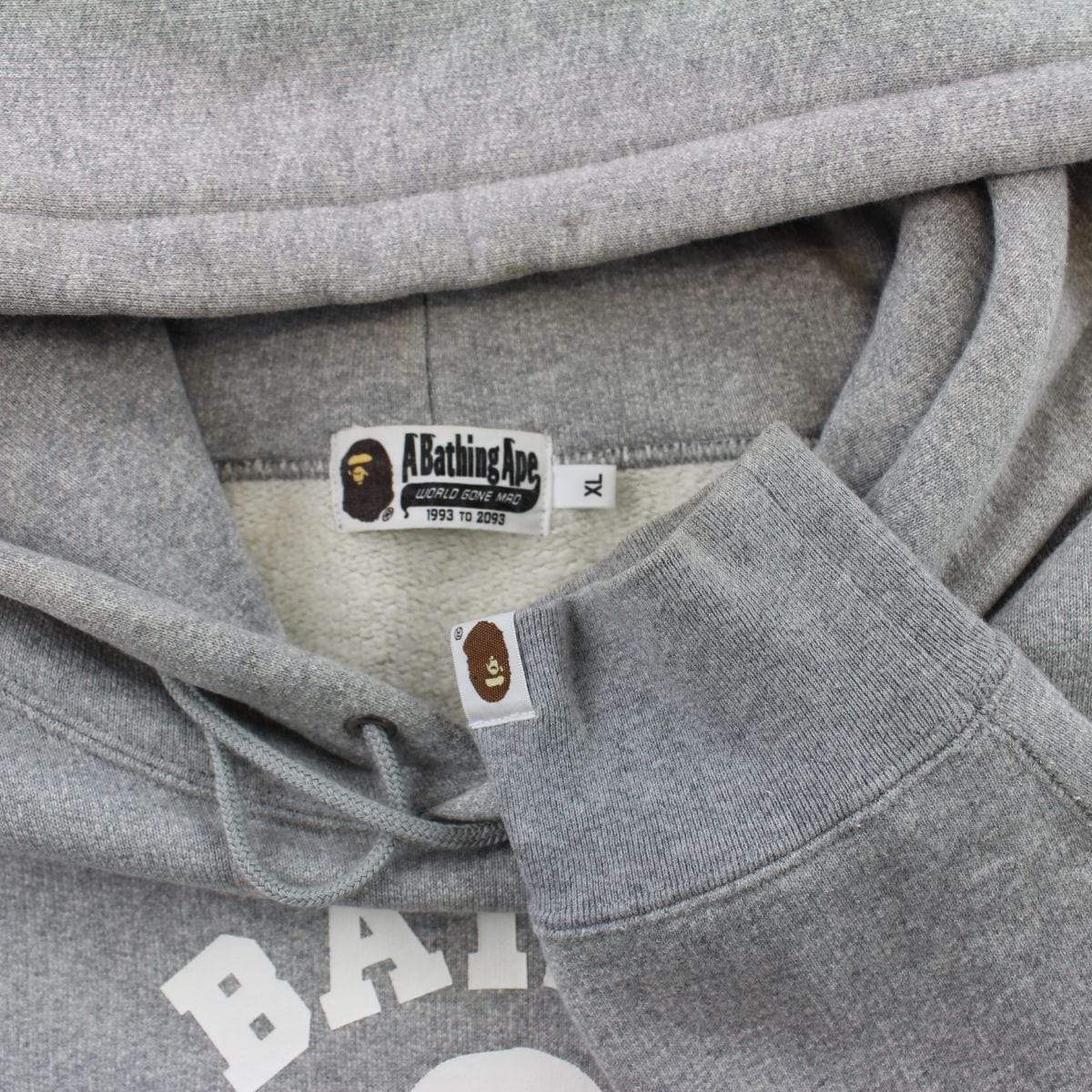 Bape College Logo Pullover Hoodie Grey - SaruGeneral