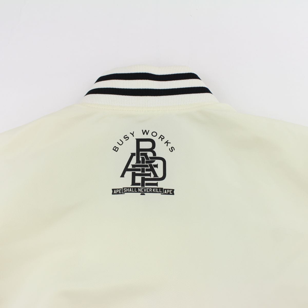 Bape Script Logo Varsity Jacket White - SaruGeneral