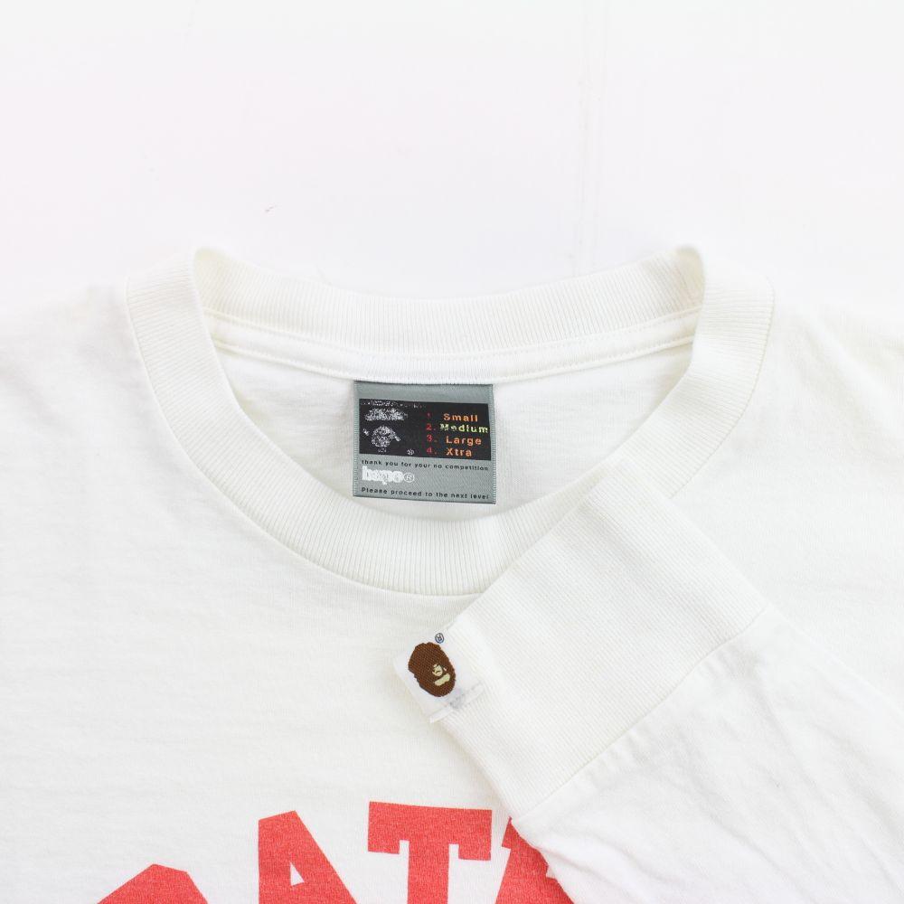 Bape Red Angry Face College Logo ls White - SaruGeneral