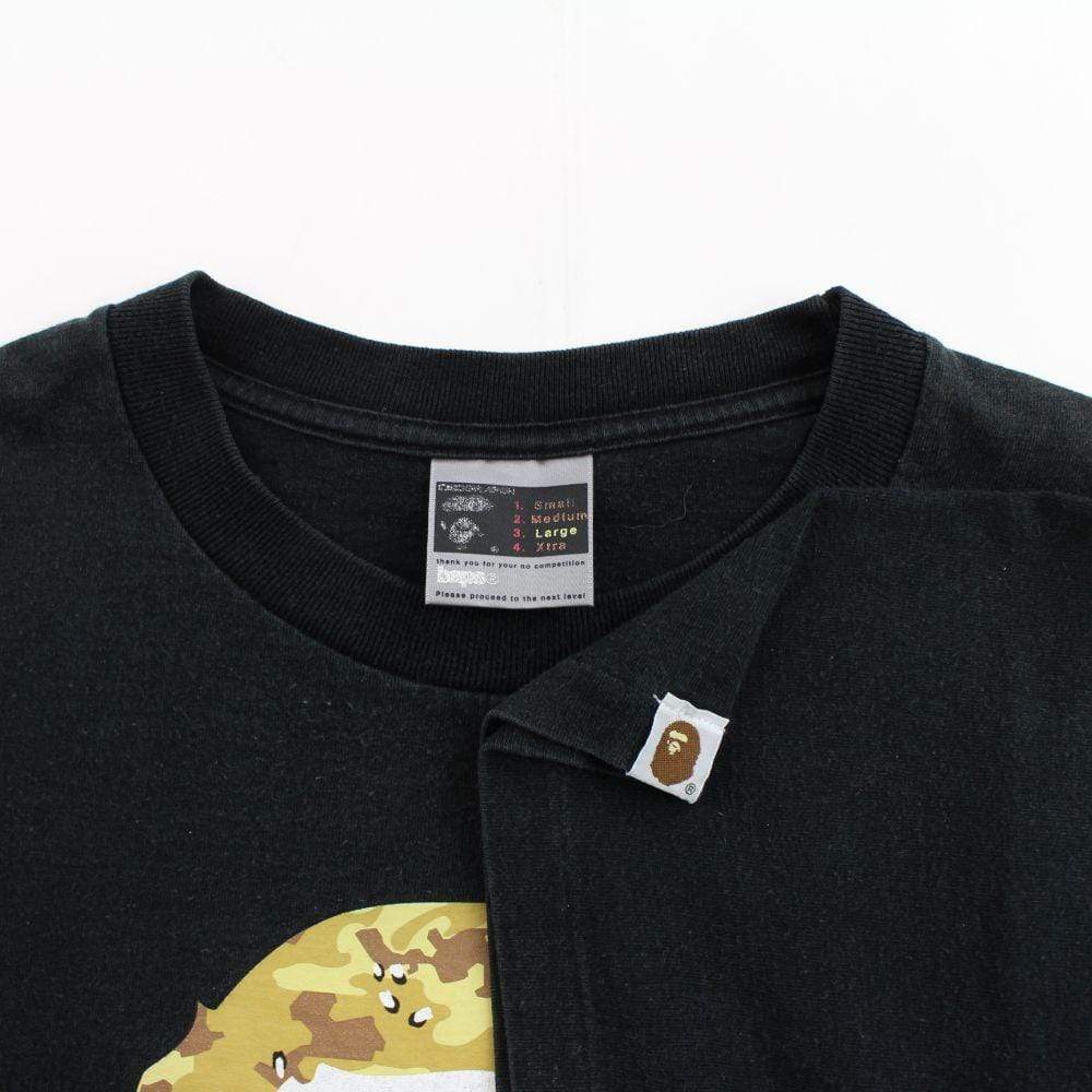 Bape Desert Camo Big Ape Logo Text Tee Black - SaruGeneral