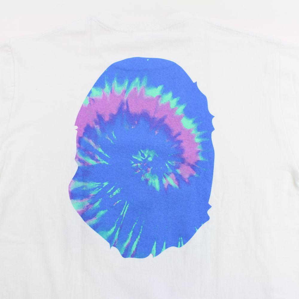 Bape Blue Pink Tie Dye Big Ape Logo Tee White - SaruGeneral