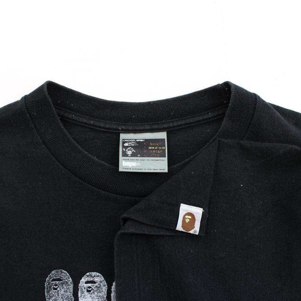 Bape Silver Ape Logos Tee Black - SaruGeneral