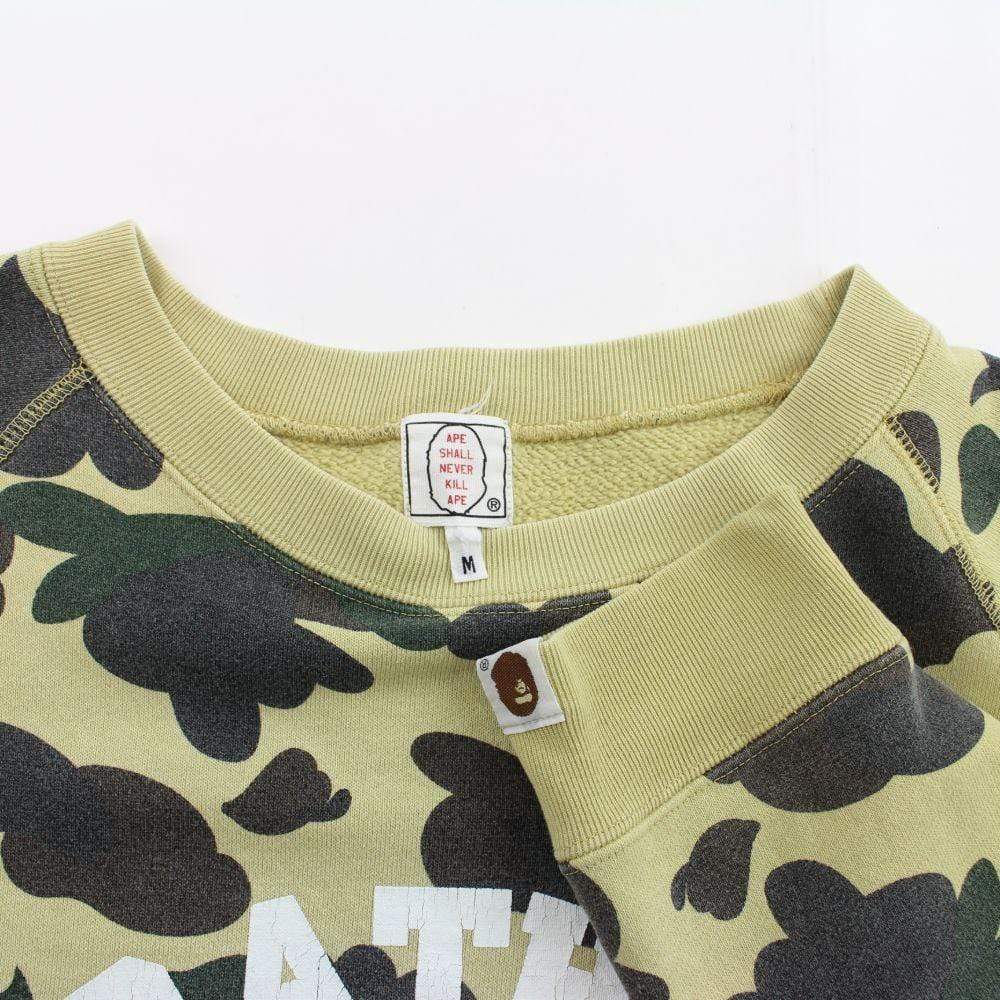 Bape White College Logo Crewneck 1st Yellow Camo - SaruGeneral