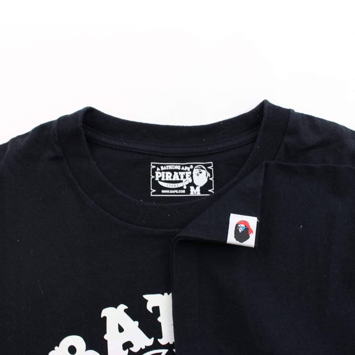 Bape White Pirate Store College Logo Tee Black - SaruGeneral