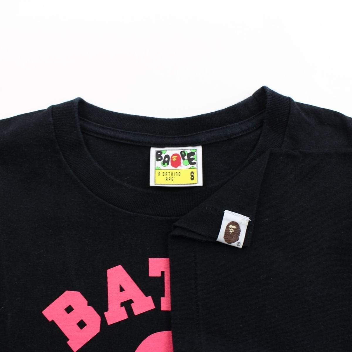 Bape Pink College Logo Tee Black - SaruGeneral
