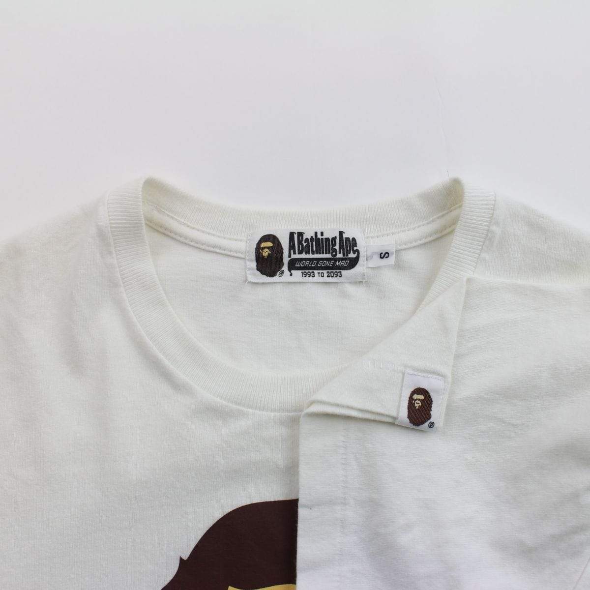 Bape Big Ape Logo Text Tee White - SaruGeneral