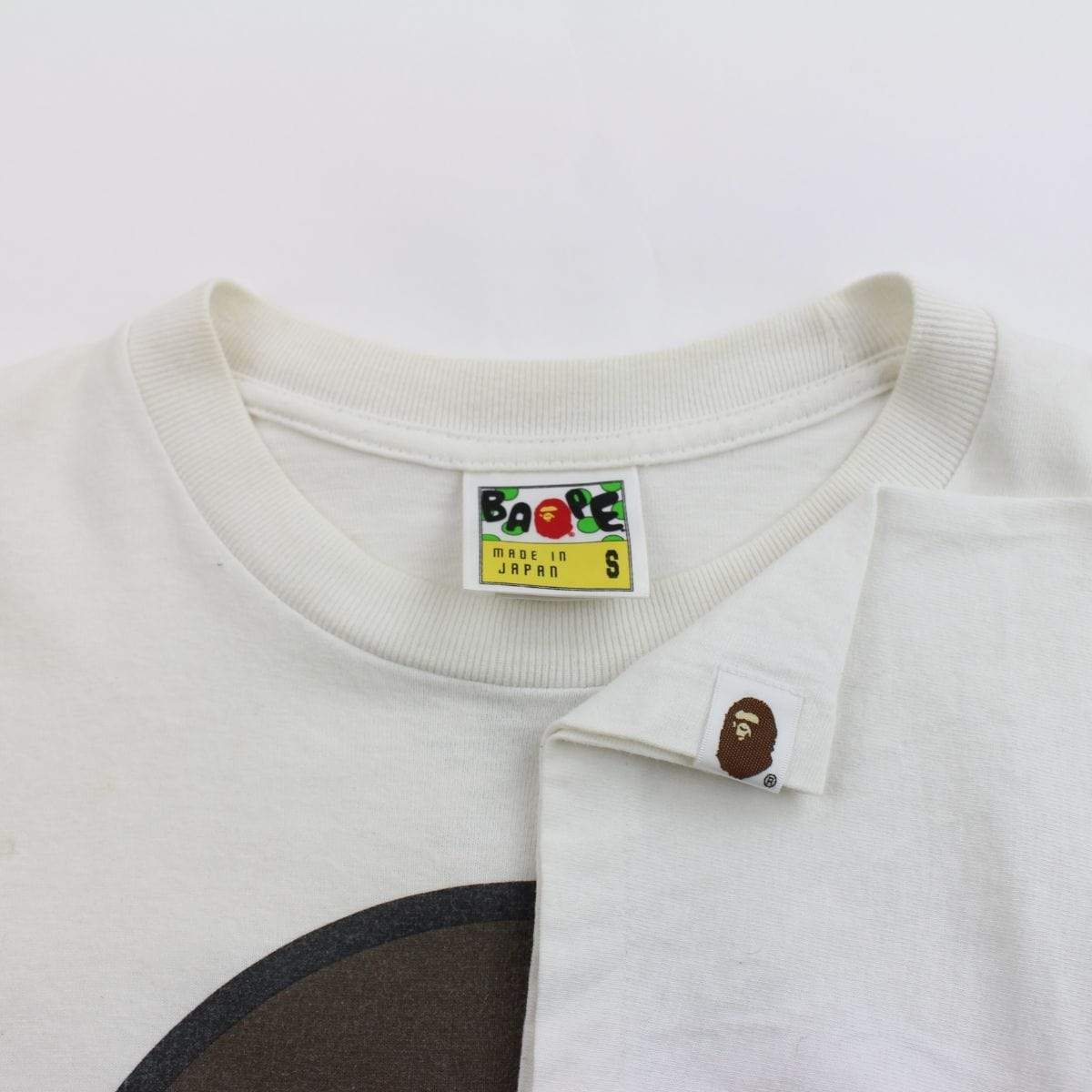 Bape Milo Plaid Bag Big Ape Logo Tee White - SaruGeneral
