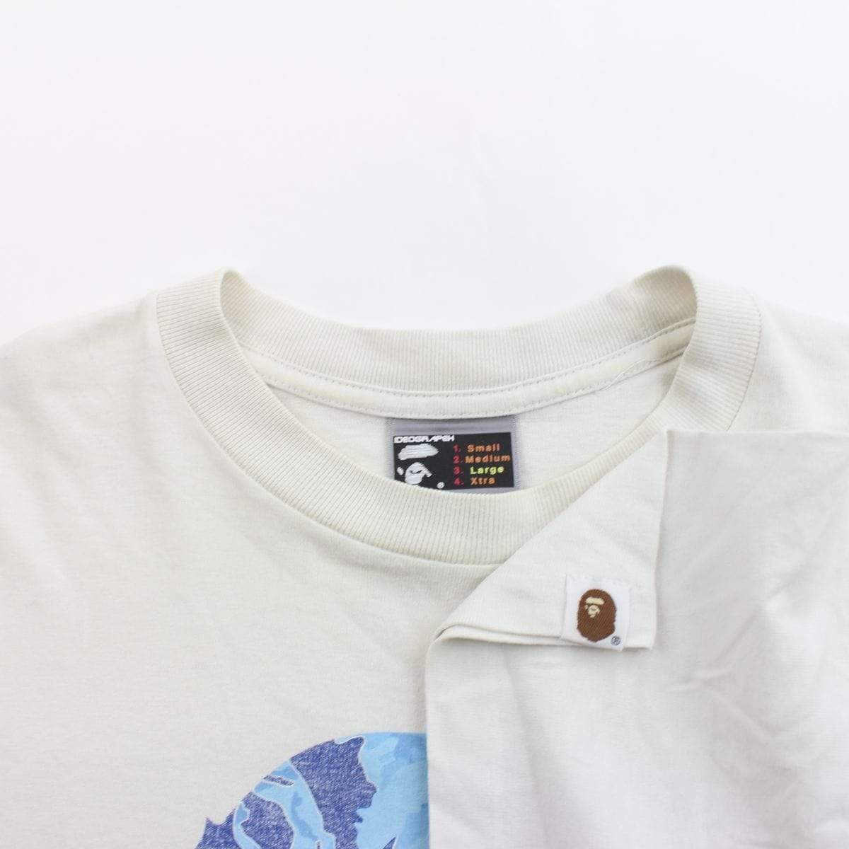 Bape x Kaws Blue Camo Big Ape Logo Tee White - SaruGeneral