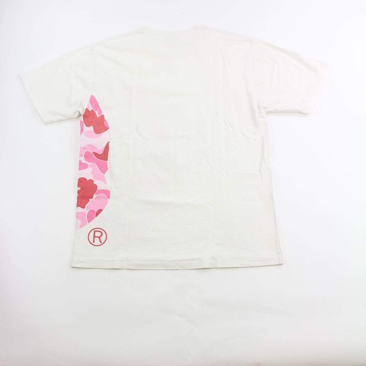 Bape ABC Pink Camo Side Big Ape Logo Tee White - SaruGeneral