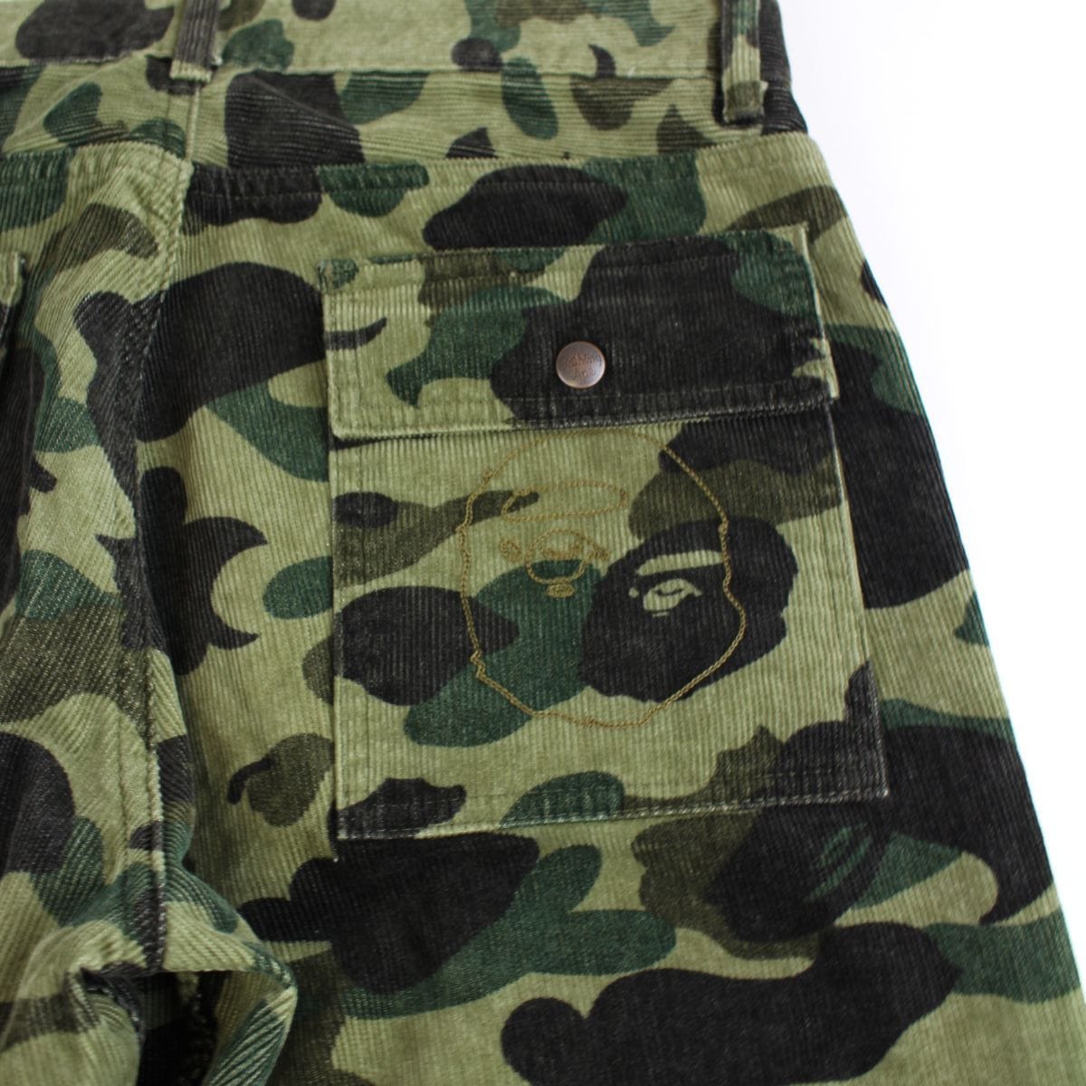 Bape 1st Green Camo Corduroy Pants - SaruGeneral