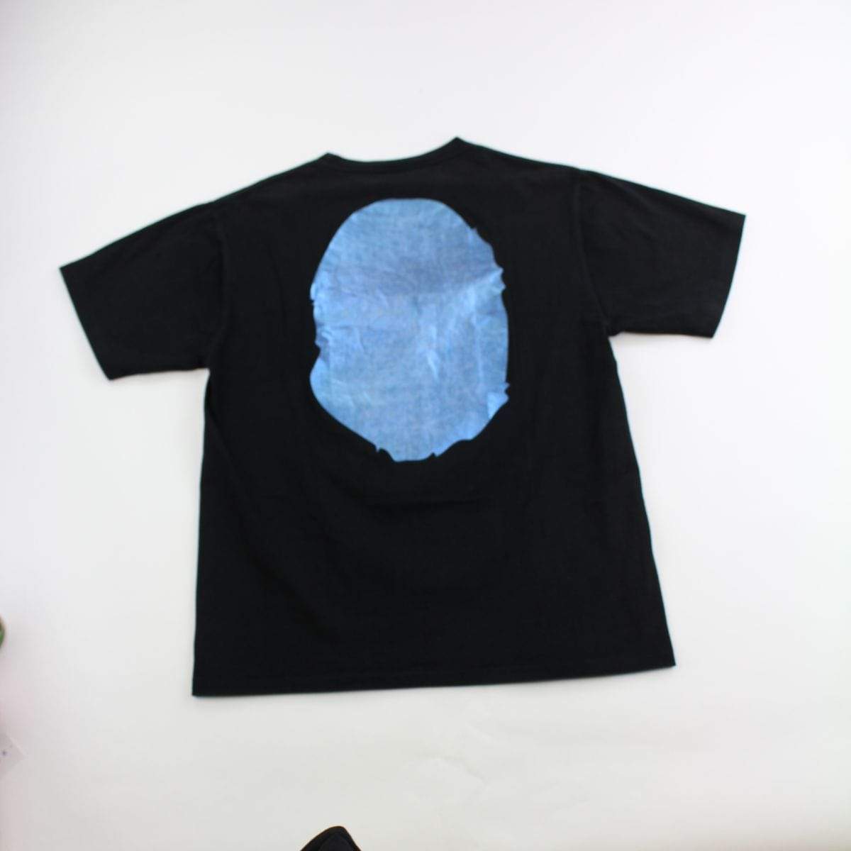 Bape Blue foil Big Ape Logo Tee Black - SaruGeneral