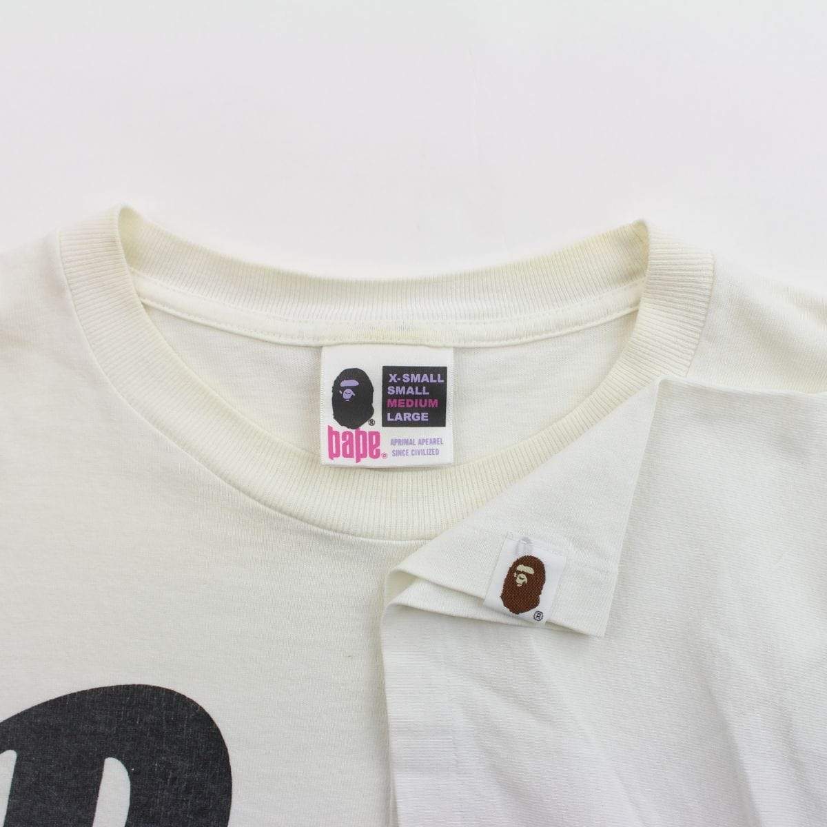 Bape Black Script Text Tee White - SaruGeneral