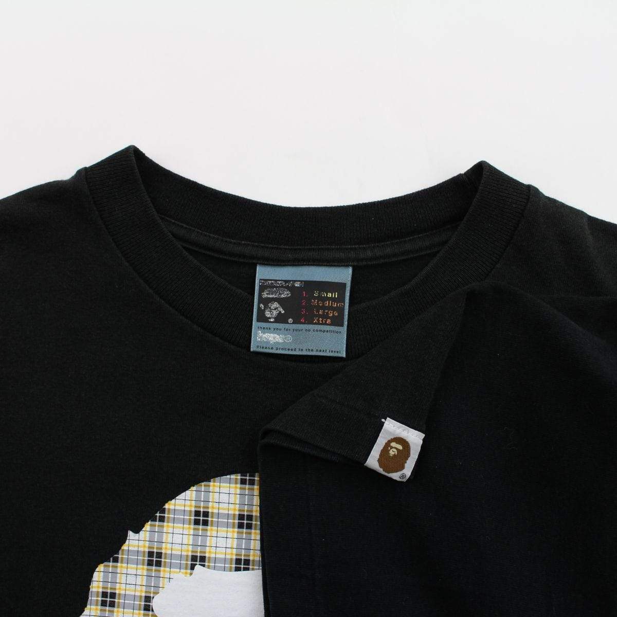 Bape burberry Plaid Big Ape Logo Tee Black - SaruGeneral