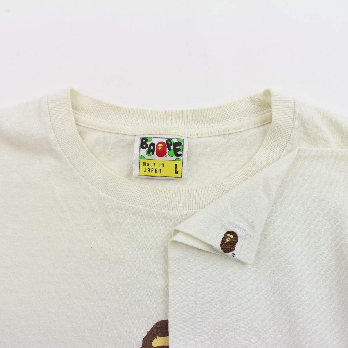 Bape Ape Logo Multicoloured Text Tee White - SaruGeneral