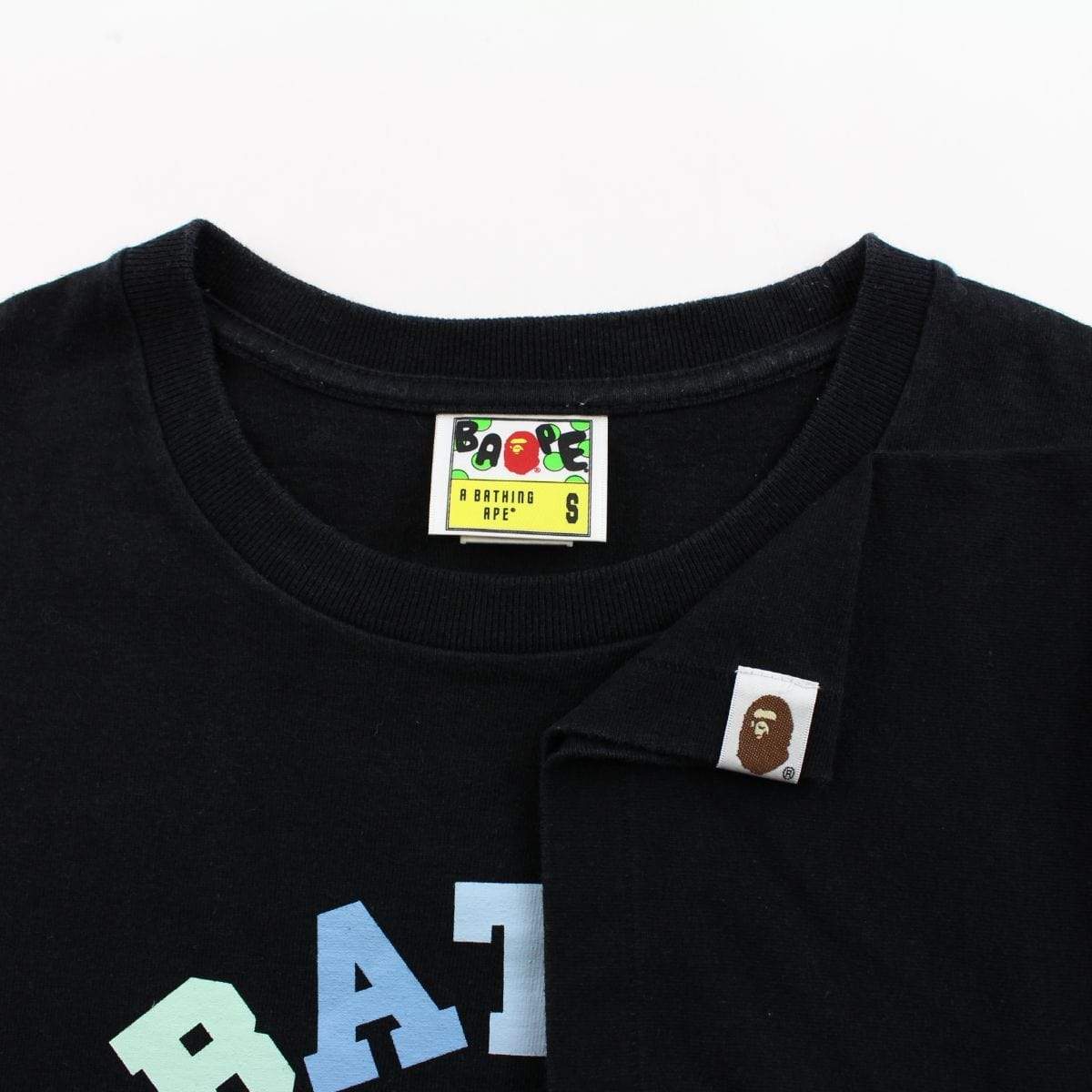 Bape Gradient Text College Logo Tee Black - SaruGeneral