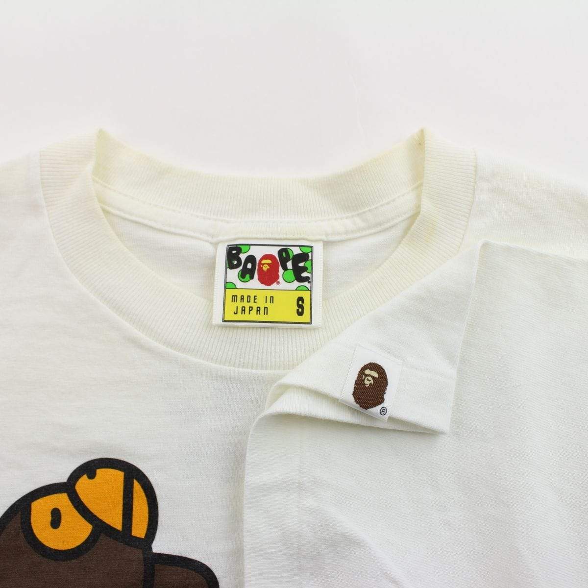 Bape Text Sleeping Milo Tee White - SaruGeneral