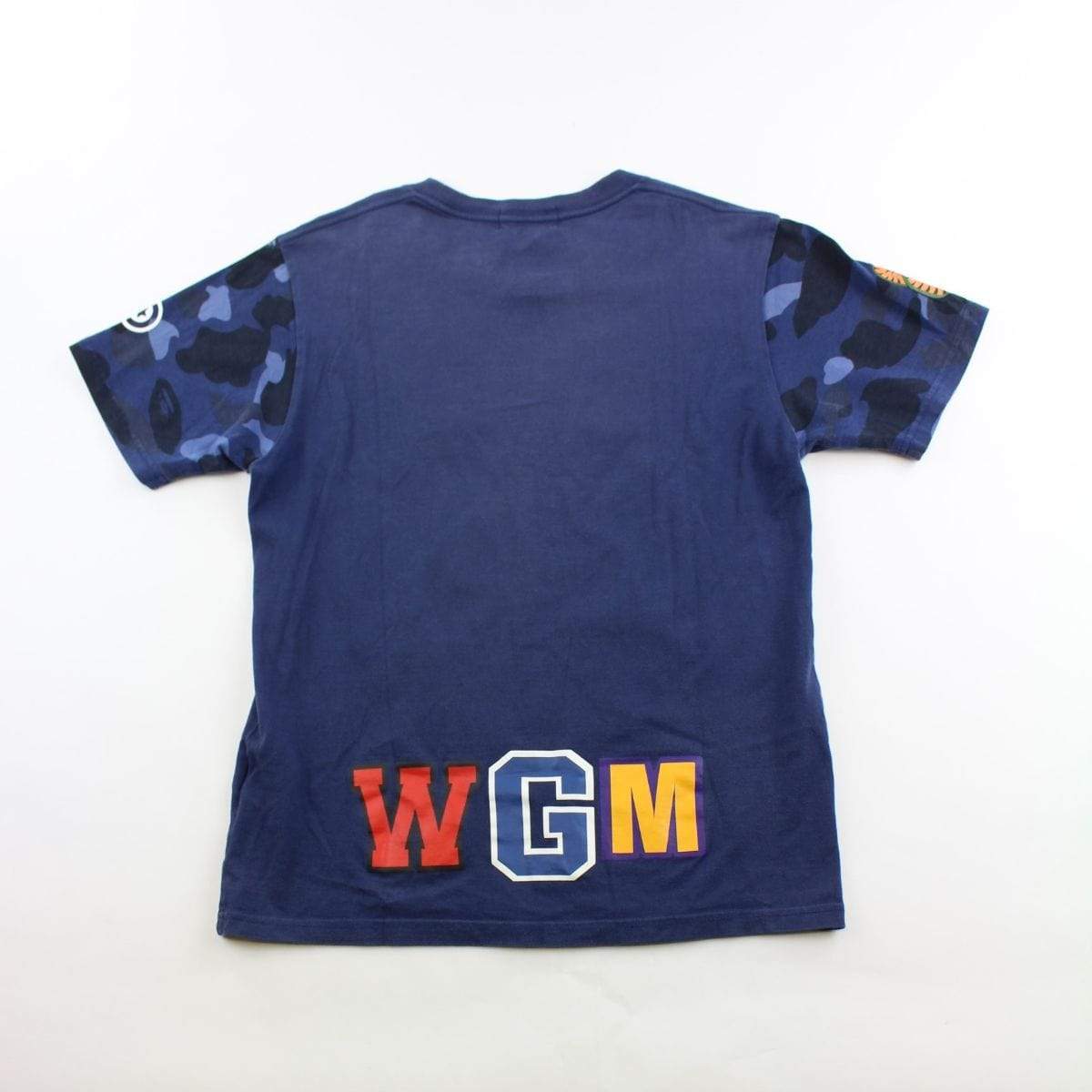 Bape Black Shark Face Blue Camo Sleeves Tee Blue - SaruGeneral