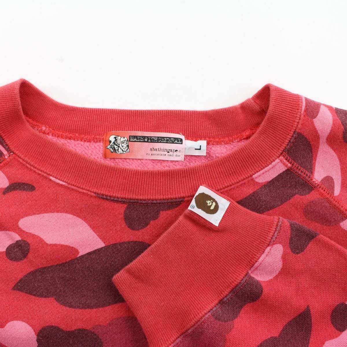 Bape Text Red Camo Crewneck - SaruGeneral