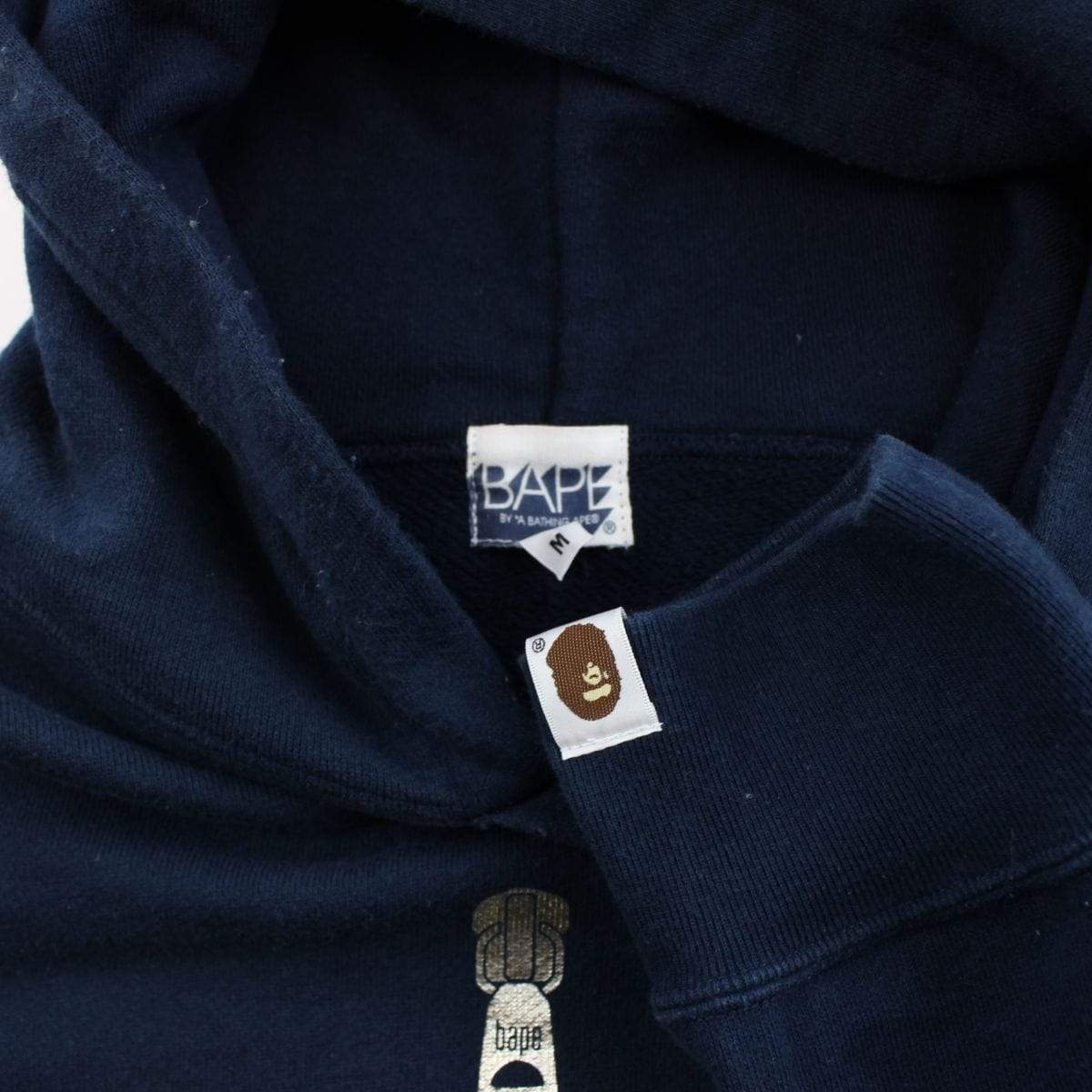 Bape Green Yellow Shark Face Pullover Hoodie Navy - SaruGeneral