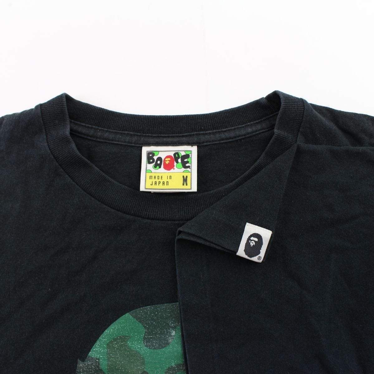 Bape Dark Green Camo Big Ape Logo Tee Black - SaruGeneral