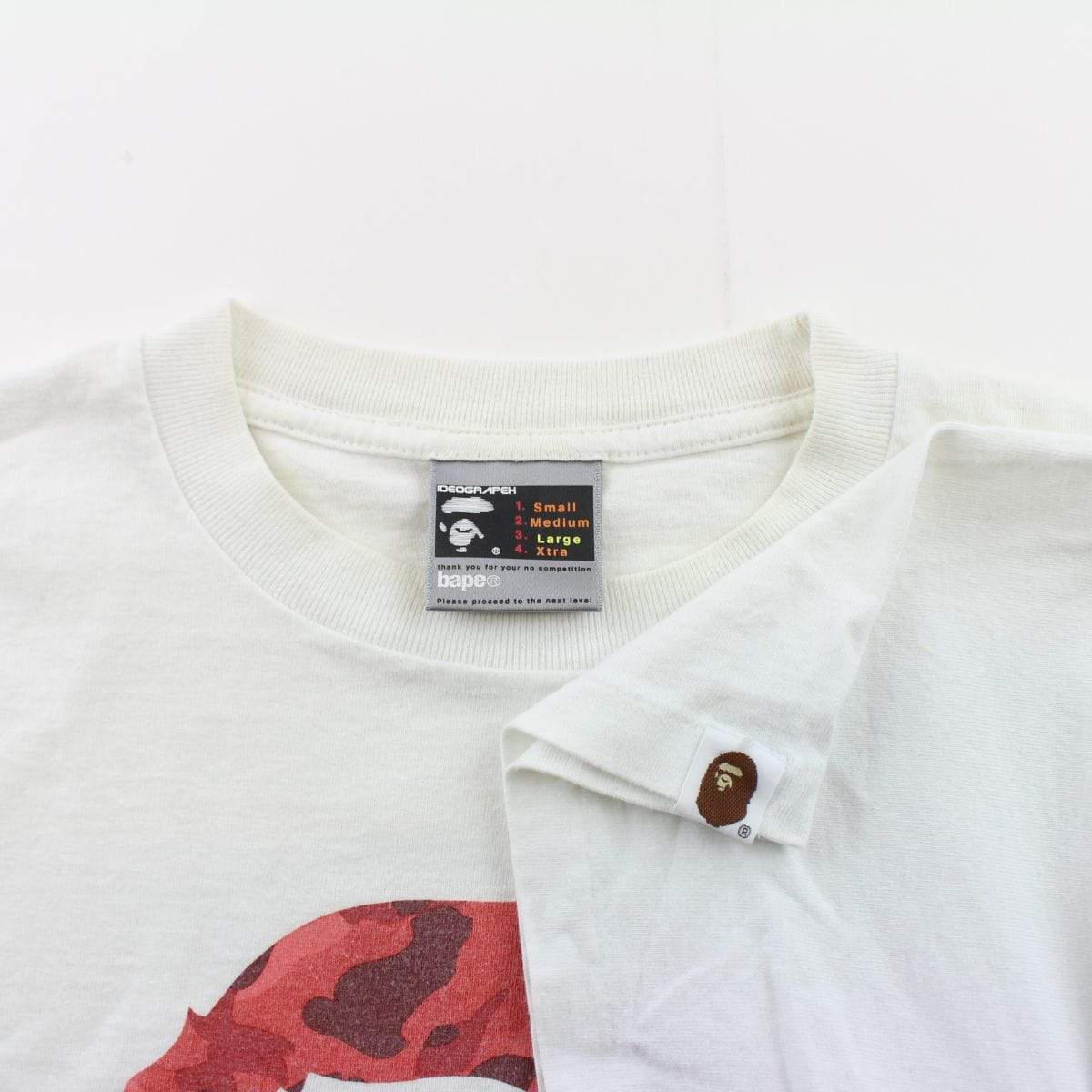 Bape Red Camo Big Ape Logo Tee White - SaruGeneral