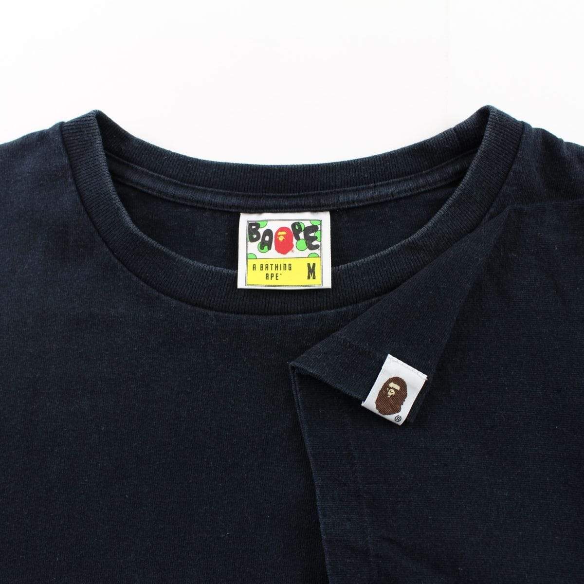 Bape Blue Leopard Print Side Big Ape Logo Tee Black - SaruGeneral