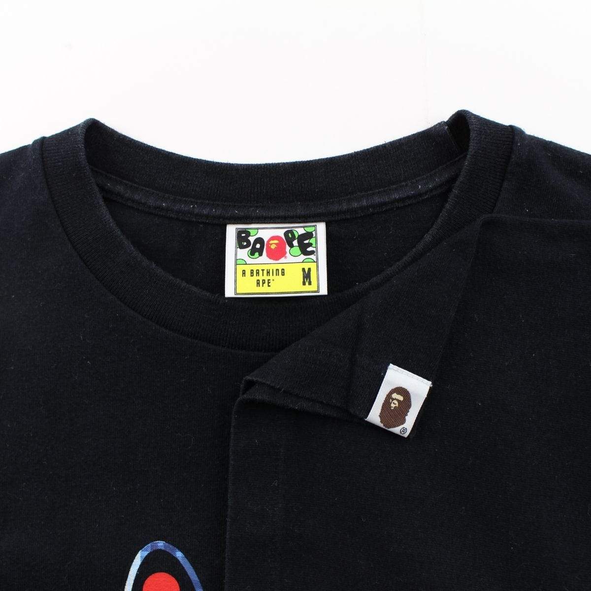Bape Plaid milo Shark Face Tee Black - SaruGeneral