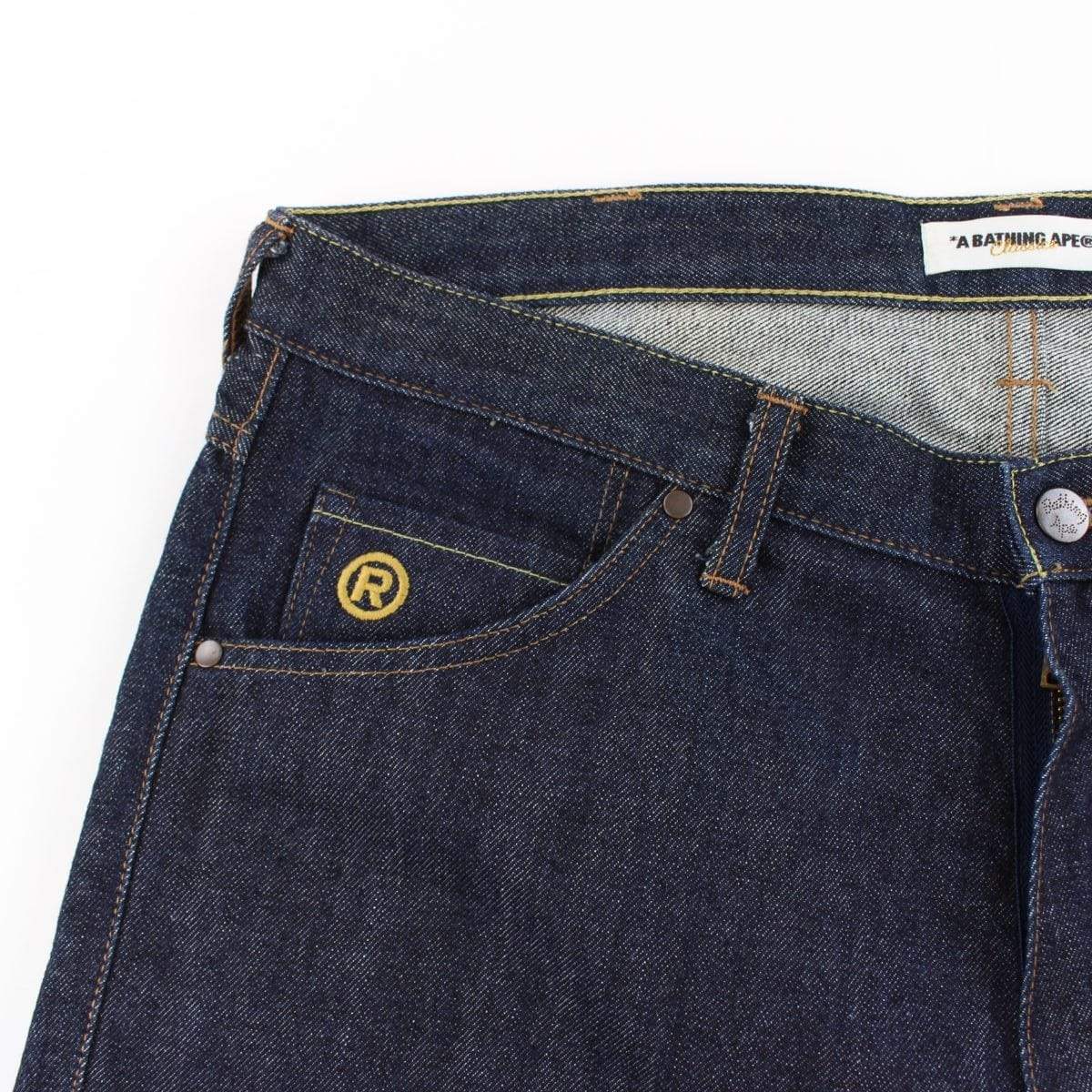 Bape Bapesta Flame Logo Denim Shorts - SaruGeneral