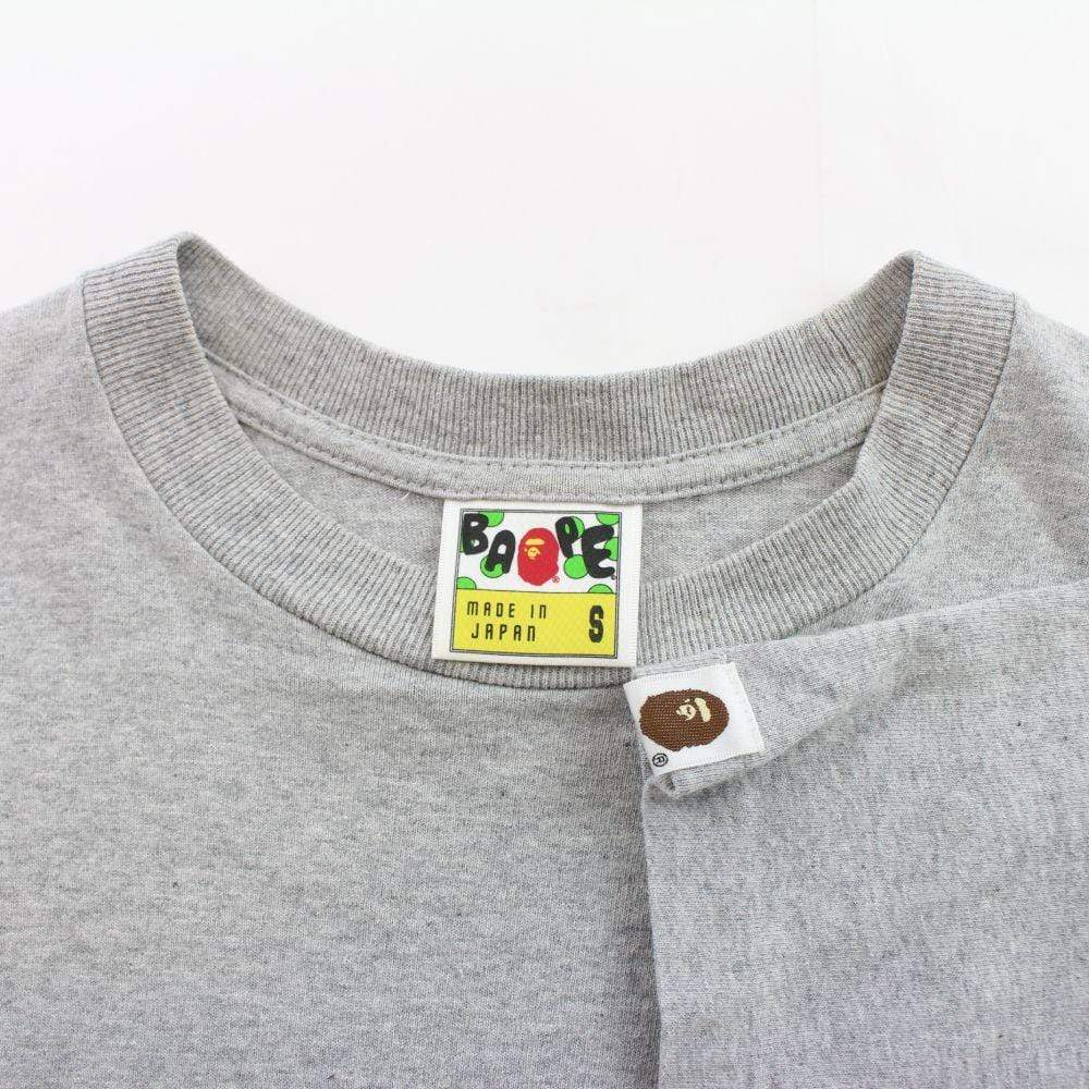 Bape Red Blue Yellow Text Logo Tee Grey - SaruGeneral