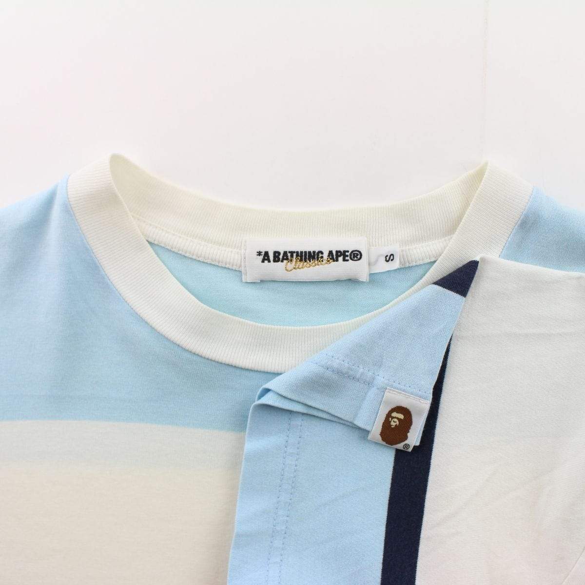 Bape Blue & White Stripe Tee - SaruGeneral