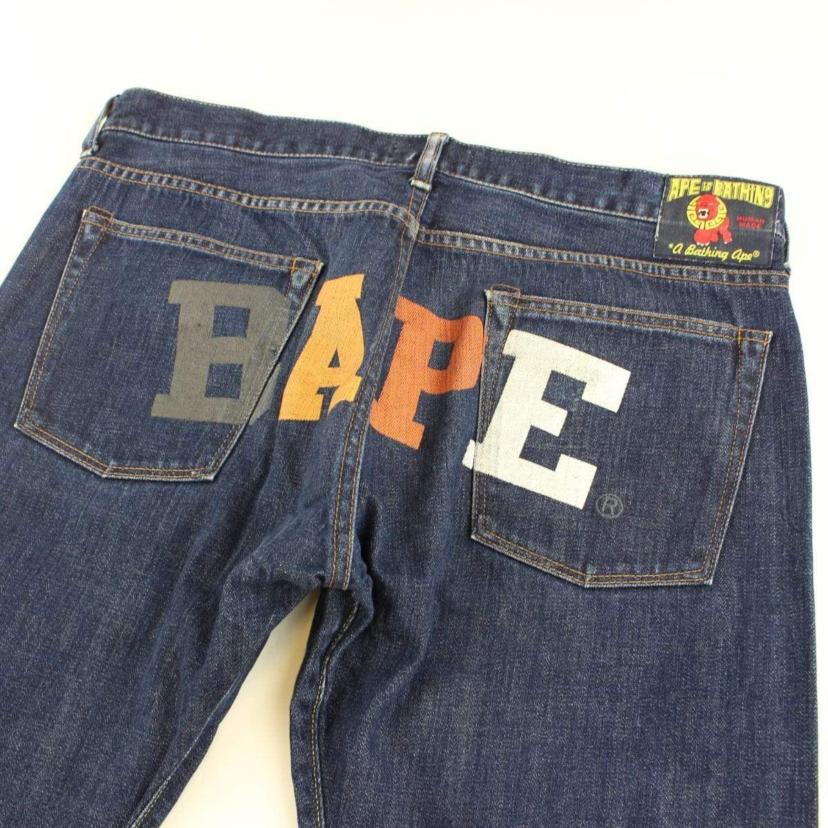 Bape Text Logo Denim Jeans - SaruGeneral