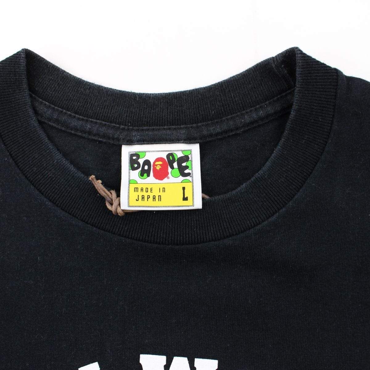Bape Blue Ape Logo Busy Works Text Tee Black - SaruGeneral