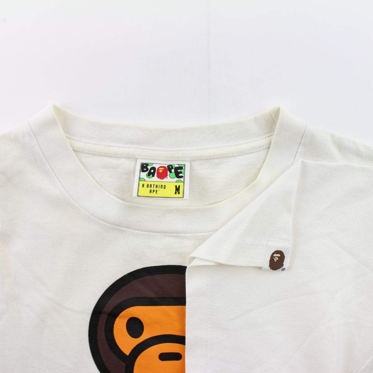 Bape 1st Green Camo Baby Milo Big Ape Logo Tee White - SaruGeneral