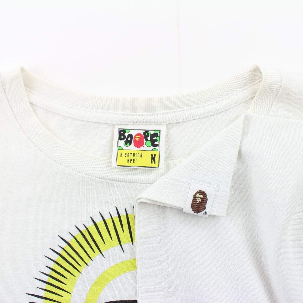 Bape Praying hands teardrop Big Ape Logo Tee White - SaruGeneral