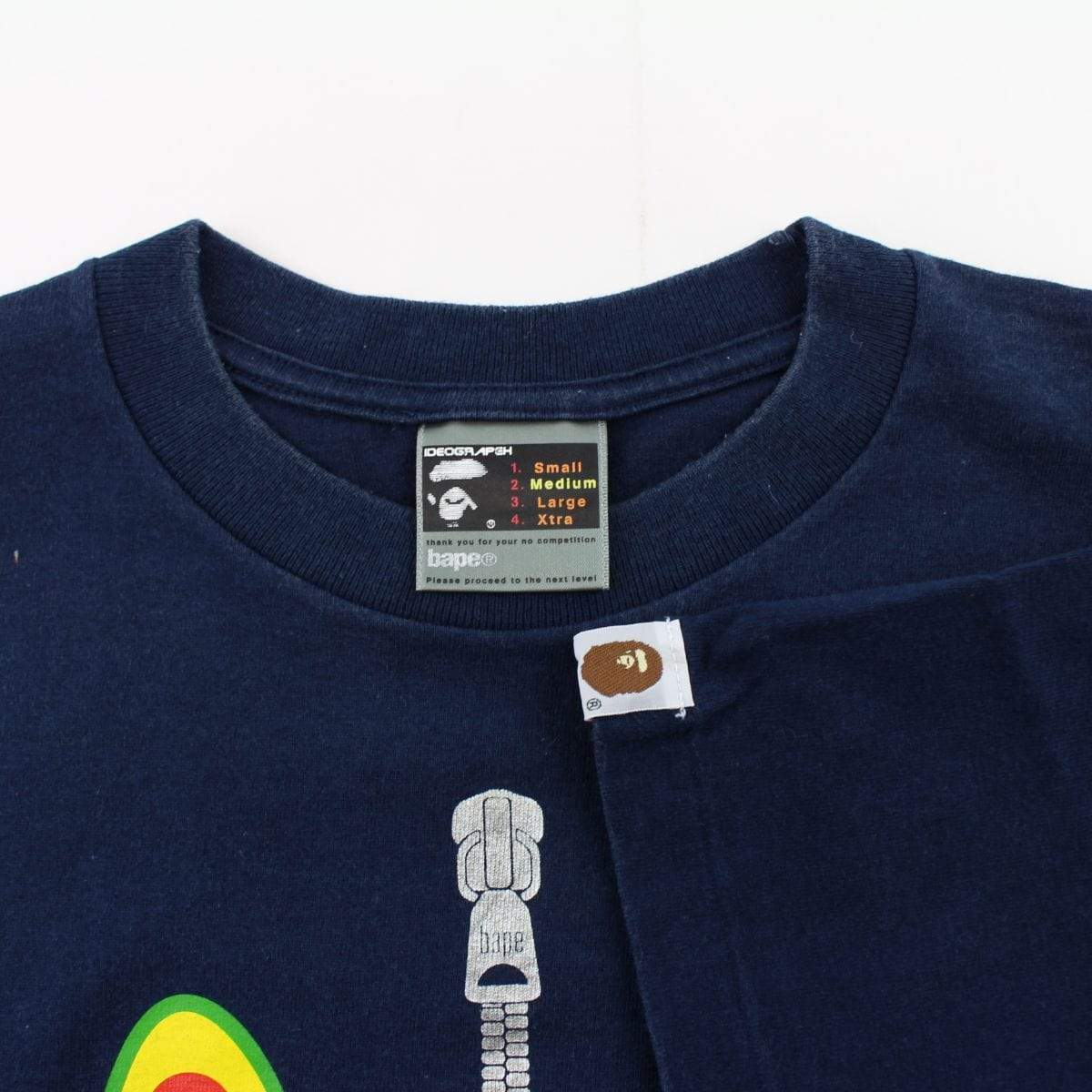 Bape Green Yellow Shark Face Tee Navy - SaruGeneral