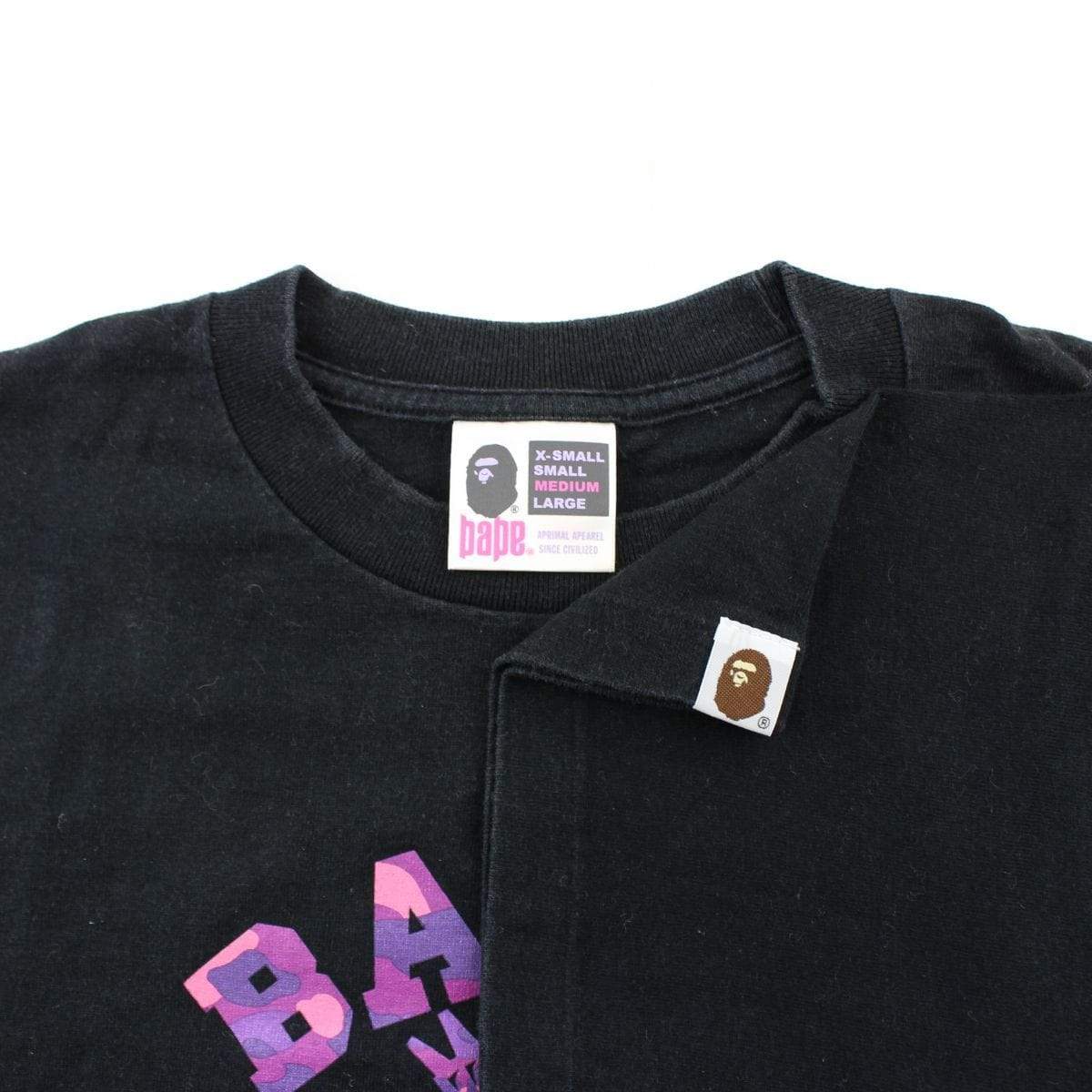 Bape Purple Camo NYC College Logo Tee Black - SaruGeneral