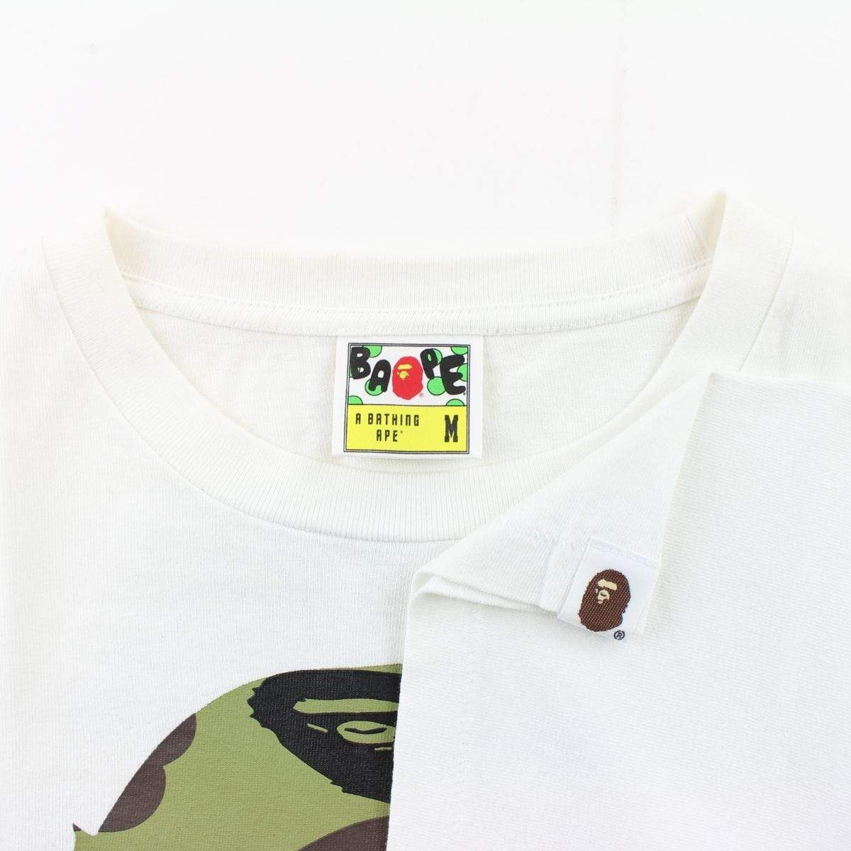 Bape Green Camo Big Ape Logo Tee White - SaruGeneral