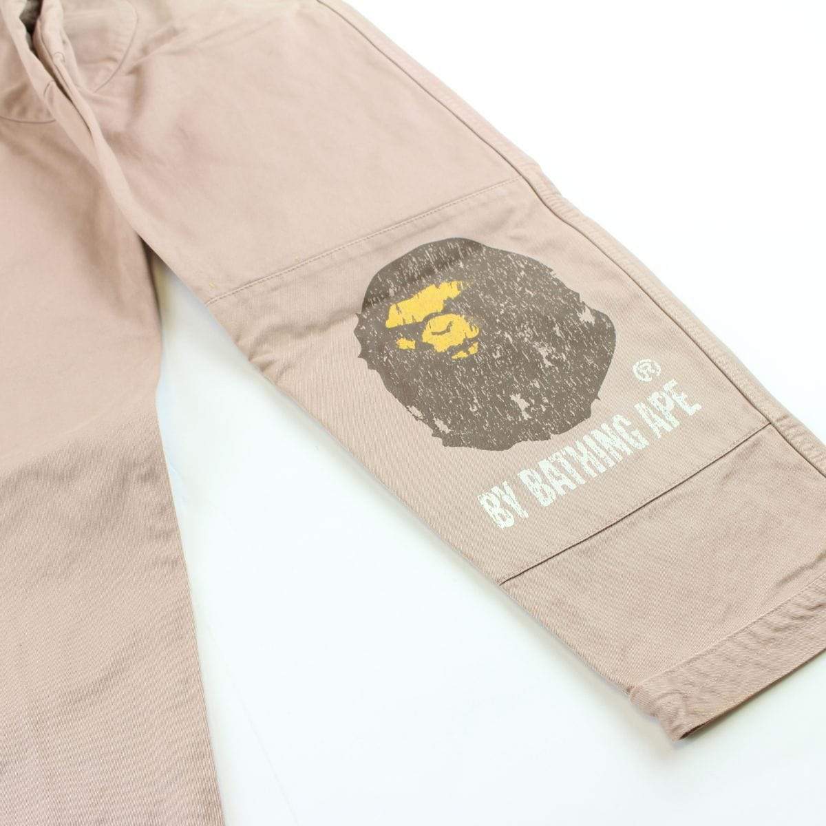 Bape Distressed Big Ape Logo Pants Tan - SaruGeneral