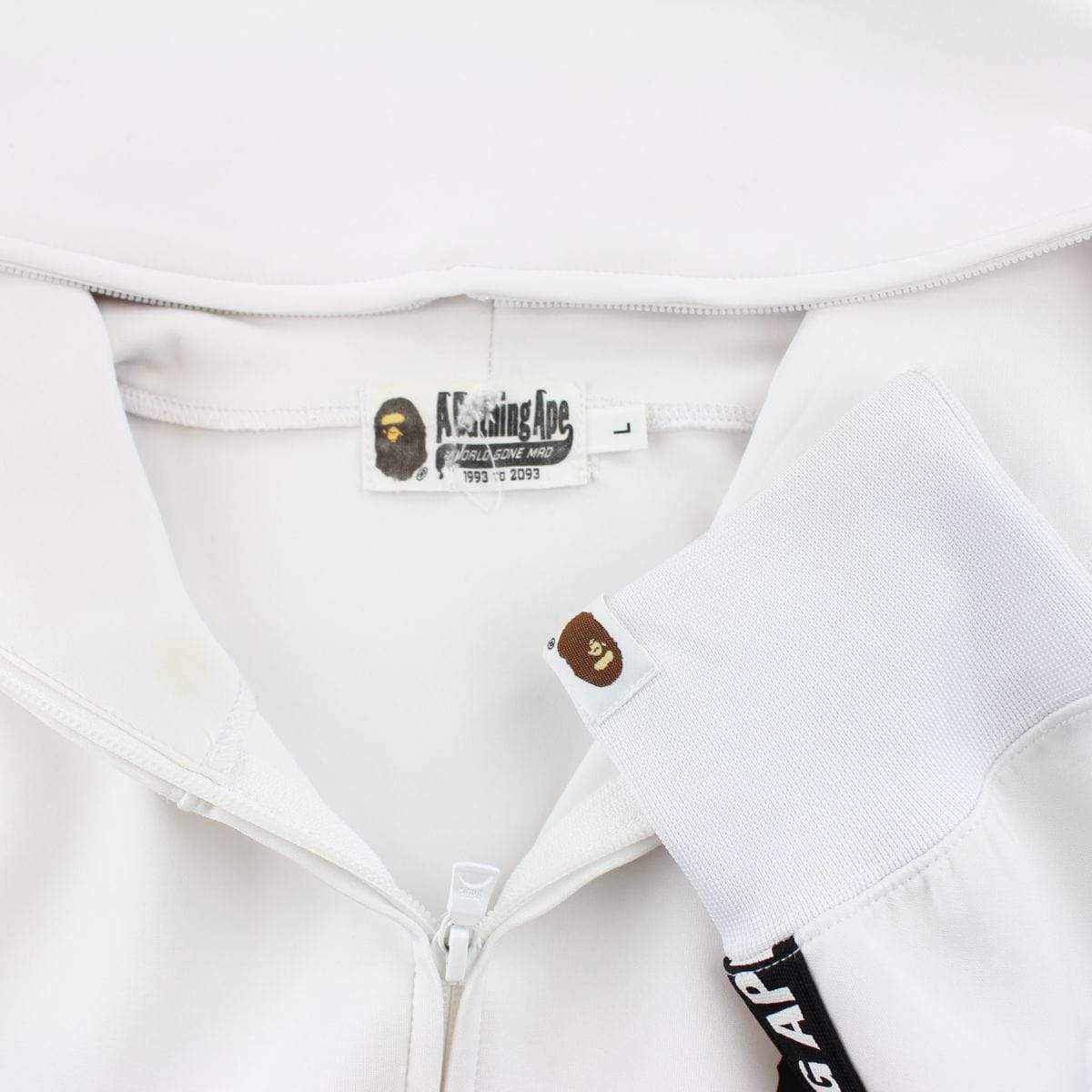 Bape Black Ape Logo Fullzip Hoodie White - SaruGeneral