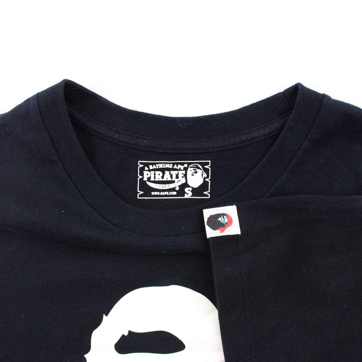 Bape White Big Ape Logo Pirate Store Crossbones Tee Black - SaruGeneral